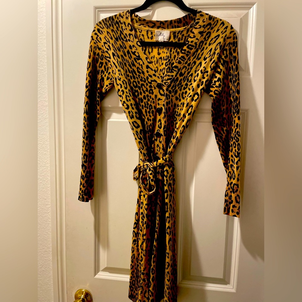 Milly Leopard Print Merino Wool dress